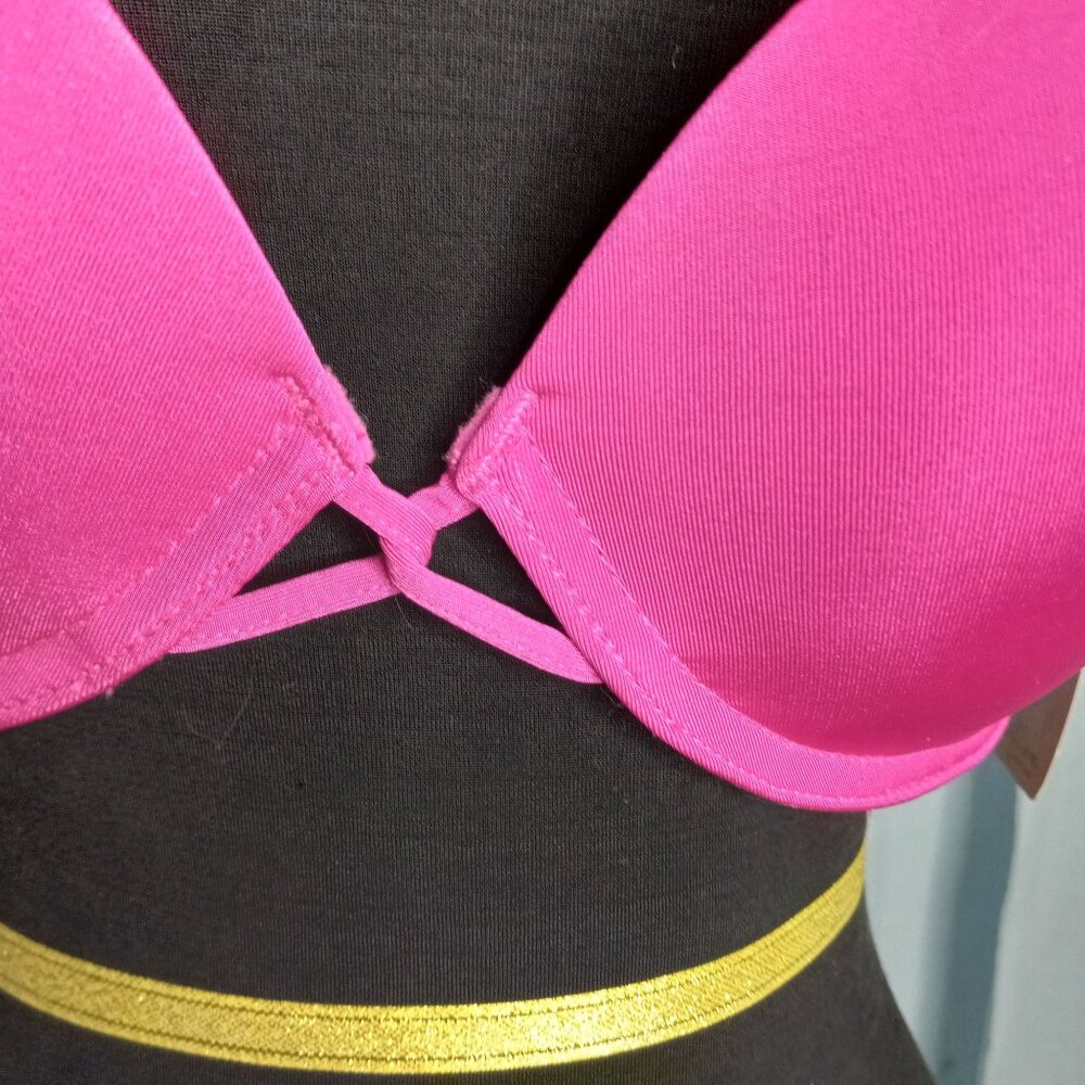 Miss BHavin 36C Bra Hot Pink Padded Push Up Adjustable Straps Back Closure NEW - Picture 2 of 6